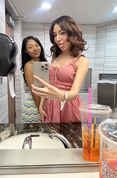 Eva Getting Naked In Public Restroom